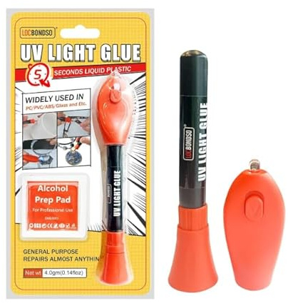 LOCBONDSO UV Resin Kit with Light, 4g UV Glue for Bonding | & Curing in 5 Seconds - for Jewelry UV Glue Adhesive,Plastic Welding & Glass/Acrylic Repair - Strong Bonding Craft Resin Set