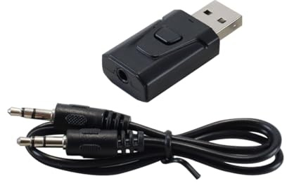Fasizi USB Bluetooth-adapter för TV, 2-i-1 Bluetooth-sändarmottagare, bärbar mini-ljudsändare med 3,5-uttag för TV, PC, stereo och bil