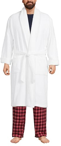 Lands' End Mens Calf Length Terry Robe White Regular Large