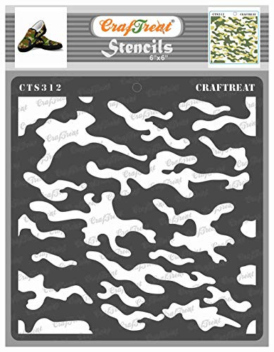 CrafTreat Camouflage Muster Schablonen zum Malen auf Holz, Leinwand, Papier, Stoff, Boden, Wand und Fliesen – 15,2 x cm wiederverwendbare DIY Kunst Handwerk Camoflauge Schablone