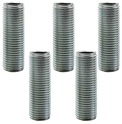 DC Voltage 5 Pcs M10 Hollow Threaded Nipple Tube Connection Male Screwed Metal Nipple Fitting Various Length Screw Connectors for Pipe Connecting Conversion Lighting Fixture