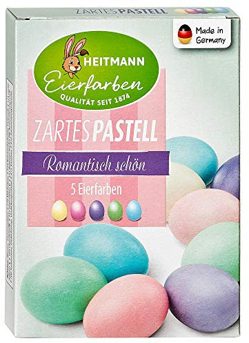 Heitmann - Tinta per Uova di Pasqua, Colori Pastello delicati, Colori Fluo a Freddo, Giallo, Rosa, Turchese, Verde, Lilla
