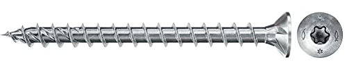 Fischer Viti per Legno o Truciolare Power-Fast II CTF 4,0x30 Filetto totale, Torx, Testa svasata piana, Zincatura bianca, 200 Pz, 670155
