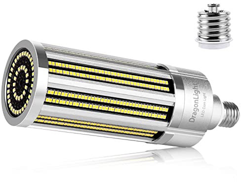 DragonLight Ampoule LED E27 ultra lumineuse sans ventilateur 100W (remplace 700W) avec adaptateur E40 – 5000K blanc froid 12000 lm pour éclairage territoire, garage, atelier, rue
