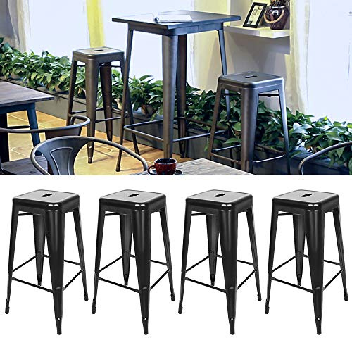 Yizhe 4 Sgabelli Alti da Bar Industrial, Sgabelli Molto Impilabili, Moderni, Robusti, Sgabelli Bar 76 cm in Metallo Ferro, Nessuna Necessità di Installazione (4)