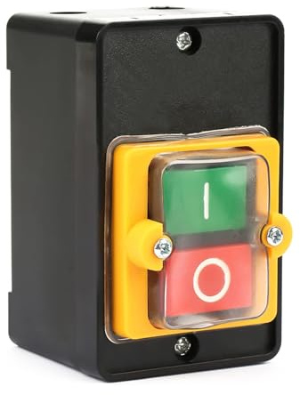 Interruptor de Botón Pulsador, AC 220V/380V 10a Interruptor de Encendido Y Apagado de Plástico Interruptor de Botón Pulsador Interruptor de Motor con Interruptor de Máquina a Prueba de Agua Botón de I