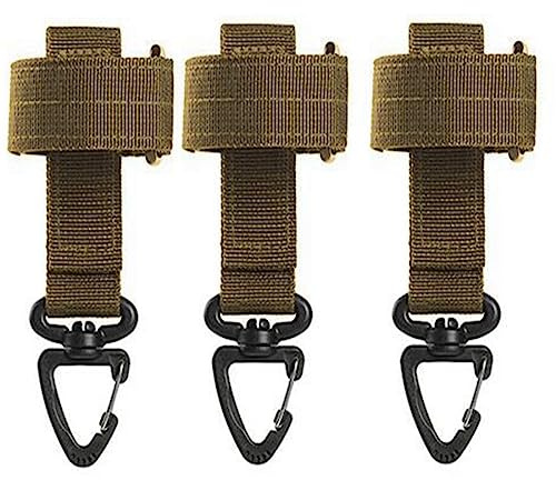 ACEXIER 3 llaveros tácticos para Exteriores, con Clip de Engranaje, Bolsa para cinturón, Llavero Equipamiento Diario Molle, Guantes de cincha, Soporte de Cuerda, Gancho Militar Molle (Tan)