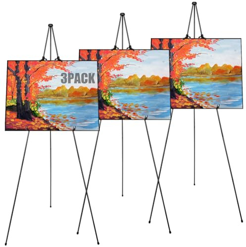 STARVAST Set di 3 cavalletti regolabili per artisti - Altezza: 160 cm - In metallo - Pieghevole - Per esposizione d'arte, segnale di matrimonio, pittura