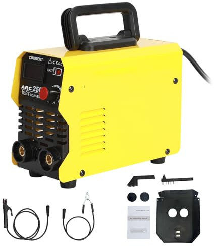 Welding Machine, 220V Mini ARC Welder, 30-250A ARC Welding Machine, Digital Display LCD Hot Start ARC Force for Welding Working and Electric Working (Yellow)