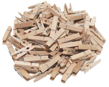 CUWELT 300 x Mini Holzklammern, 35mm Natur Kleine Wäscheklammern aus Echten Holz, Deko Klammern, Kleine Holzclips, Natürliche Zierklammern für DIY, Basteln, Aufhängen von Fotos, Postkarten, Briefen