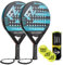 Padel Tennis Starter Set - 2 FZ Forza Blast Power Padel Schläger & 3er Dose Dunlop Pro Padel Bälle - Hochwertige Carbon Padelschläger für Anfänger & Fortgeschrittene - Padelschläger 2er Set