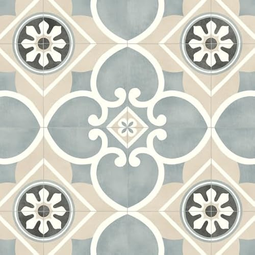 Sol Vinyle Style - Carreaux de Ciment Florence - Beige - Rouleau de 3.00m x 2m