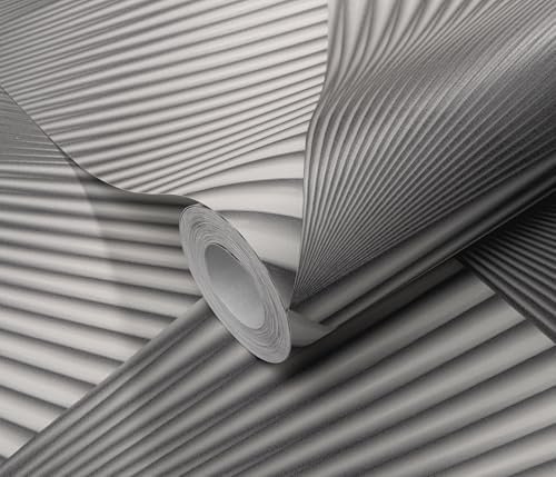Erismann 10404-10 Non-Woven Wallpaper 3D Look Triangle Fan Grey Gloss Geometric