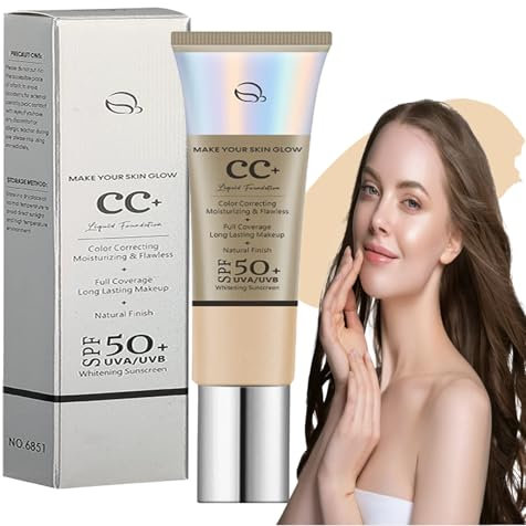 Hydrating CC Cream Foundation, Tinted Moisturiser with SPF 50,Full Coverage Foundatlon for Mature Skin, Evens Skin tone, Breathable Lightweight Long Lasting Waterproof CC Cream