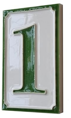 Carreaux numéro de maison italienne en céramique peinte à la main 11 x 7 cm (numéro 1)
