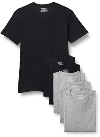 Amazon Essentials Men's V-Neck Undershirt, Breathable, Cotton, Pack of 6