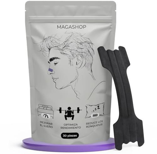 MAGASHOP® Tiras Nasales Deportivas PREMIUM Antirronquidos, 30 Piezas, Color Negro, Material Transpirable, Nasal Strips Dormir, Tiritas de Nariz que Mejoran la Respiración y Reducen la Congestión Nasal
