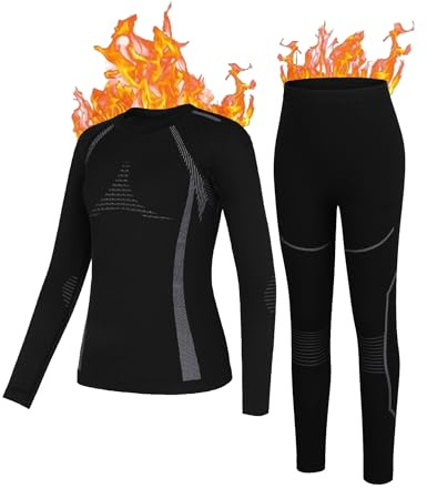 beautyin Girls Boys Thermal Set Kids Thermal Underwear Set Winter Base Layer Long Johns Black/Grey