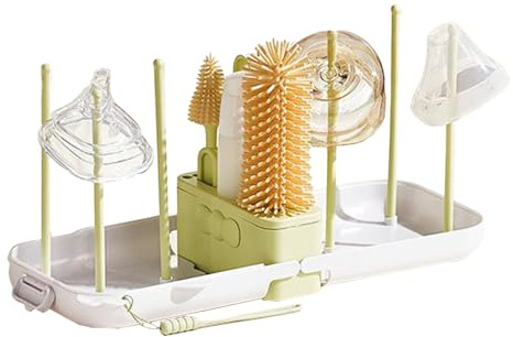 Qfdiwr Set de Brosses pour Biberons,Set de Nettoyage pour Biberons avec Boîtier de Rangement,Laveur Goupillon Séchoir Pliable Vertical Portable | pour Cuisine Alimentation Voyage Plage Vol Avion
