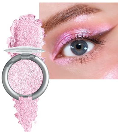 Rose Fard a Paupiere Paillette, Fard a Paupiere Crème Scintillant Holographique, Longue Durée Waterproof Facile à Blender, Métallique Fards à Paupières, Eyeshadow Highlighter, Maquillage Femme Yeux-04