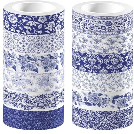 Fituenly 12 Rolls Porcelain Sticker Tapes Chinese Washi Tapes Scrapbooking Stickers for Craft Scrapbook Diy Gift Wrapping