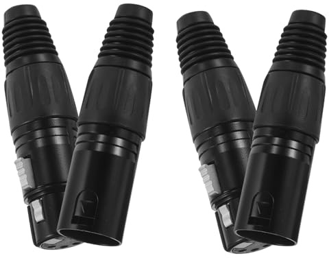 MOLUCKFU 4 pièces Connecteurs XLR Broches Adaptateurs Microphone Audio Noir Fiches Mâle et Femelle Cuivre Argenté pour Câbles Mic et Tables de Mixage