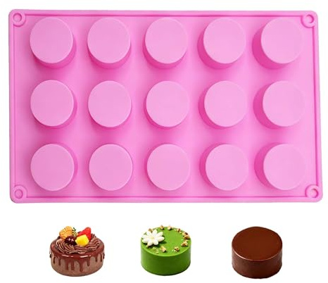 duoyif Stampo in silicone a cilindro piccolo, 15 fori, diametro 3,9 cm, altezza 2 cm, forma rotonda, senza BPA, professionale in silicone per cioccolato, cioccolatini, cubetti di ghiaccio, dessert