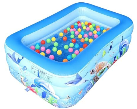 Inflatable Pool, 55x35x17 Inch Kids Basin, Portable Rectangular Water Toy