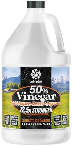 Calyptus 50% Pure Concentrated Vinegar | Maximum-Performance (12.5X) Power | Technical Grade | Dilutes Easily to 5% Acidity (1.5 Cups per Gallon) | Home and Outdoor Cleaning Concentrate | 1 Gallon