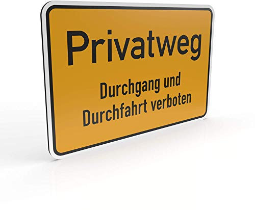 Betriebsausstattung24® Hinweisschild Privatweg | Grundbesitzkennzeichnung | Querformat 30,0 x 20,0 cm (Aluminium Verbundplatte, Durchgang und Durchfahrt verboten)