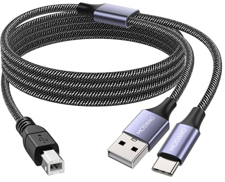 MOSWAG 2M Cable de impresora USB2.0 Cable Midi Cable de impresora Cable USB C a MIDI A Macho a B Macho Cable de escáner USBC Compatible con instrumento musical, piano, teclado MIDI, micrófono USB