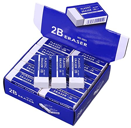 CIOUYAOS 30 Pack Rubber Eraser, Plastic Latex Free Pencil Rubbers, Easy to Erase White Rubbers Erasers for Kids Artists Drawing School Office