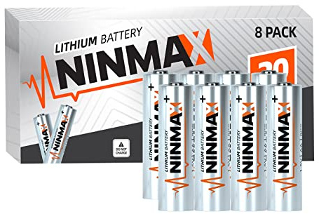 NINMAX litiumAA-batterier 3 500 mAh, 8-pack 1,5 V längsta hållbara dubbla ett batteri för högteknologiska enheter 【Icke-laddningsbar】-Ny uppgraderad
