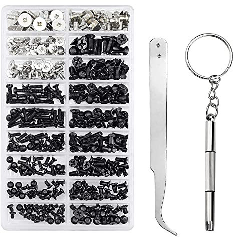 Qwertfeet 355 piezas PC tornillos set 2 2.5 coputer tornillos HDD .2 SSD para universal portátil PC coputer reparación
