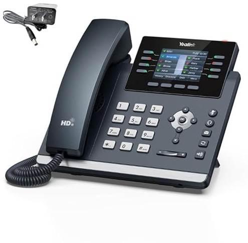 Yealink SIP-T44W-PSU - 1301213 - Teléfono IP WI-Fi - Adaptador de corriente incluido - 12 abalorio VoIP. visualización a color de 2.8 pulgadas. Gigabit Ethernet de doble puerto, PoE