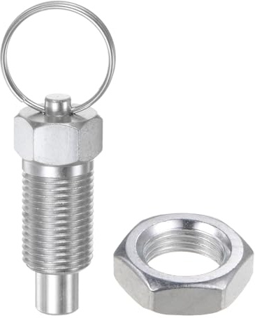 HARFINGTON Spring Plunger with Pull Ring M16x1.5 Thread Size 0.96 Thread Length Pin Dia.10mm Flat Head Carbon Steel Non-Locking Retractable Index Plunger for Industrial Equipment