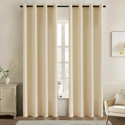 MIULEE Tende per interni Tende Trasparenti per Camera da Letto Finestra Moderne Tenda Salotto Soggiorno 2 Pannelli 140x145cm Beige