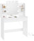 WOLTU Toeletta da Trucco con Specchio LED, con 2 Prese di Corrente, Postazione Trucco con 2 Cassetti 4 Ripiani, Bianco, 90x135x40 cm, MB6123ws