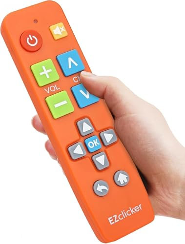 Télécommande TV Universelle EZclicker Grandes Touches (Orange) Simple, idéale pour Seniors, Compatible principales Marques TV (Piles AAA Non incluses)