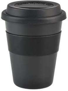 BooeDareno 400ml Travel Mug with Silicone Lid Convenient Reusable Heat Insulated Tea Coffee Cup PP Plastic Anti-Fall with Non-Slip Sleeve(Black)