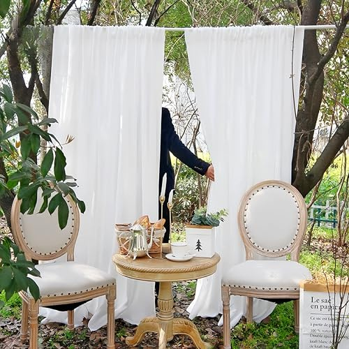 Devola Rideau Semi-Transparent Blanc Rideaux de Cuisine Moderne Rideau Fenêtre Simple Gardine Écharpes Brise-bise Long pour Fenêtre et Porte-Balcon HxL 100x100cm 1 Pièce