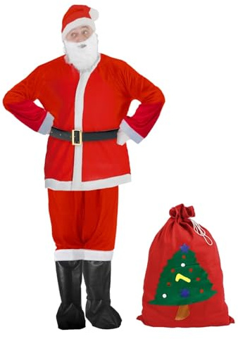 CIRULLI CIRULLICostume Pere Noel Homme, Deguisement Pere noel adulte de 7 pièces, Déguisement Pere Noel Adulte Adapté aux Fêtes de Noël et au Cosplay