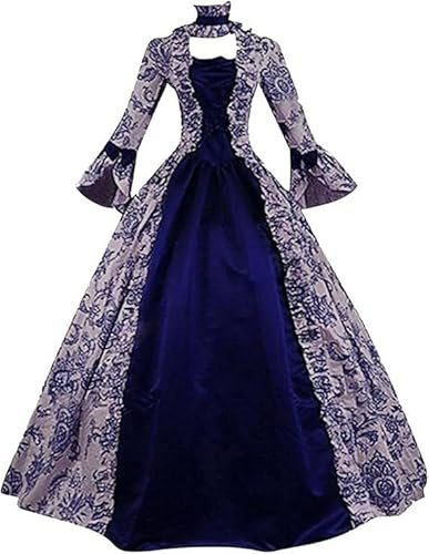Abito da Sera Lungo Donna Medievale Vittoriano Vintage per Il Rinascimento per Carnevale Halloween Feste Cosplay Principessa Costume da Regina Donna Sera Costume dell'800 Abito Corsetto Medievale