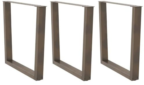 QUAHEAS Lot de 3 pieds de table à manger en forme de V - En acier naturel - 80 x 72-73,3 cm - Acier revêtu par pulvérisation - Pieds de nivellement réglables