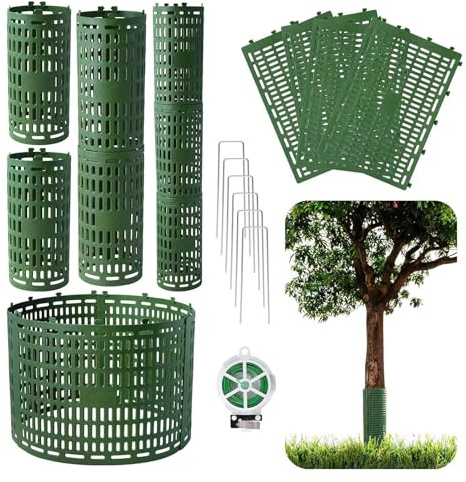 Protector de tronco de árbol de 38,1 x 25,4 cm, protector de tronco para plantas, protector de árboles, protector de ladridos transpirable con estacas, suministros de jardín para animales, ardillas