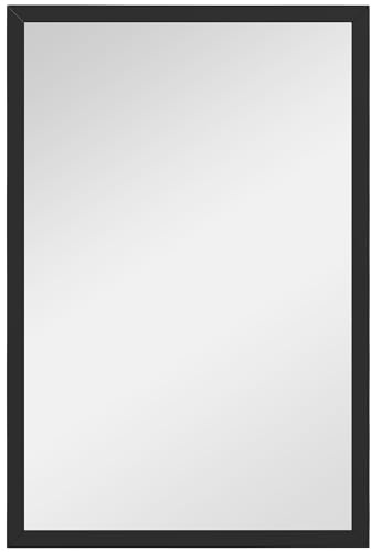 HOMCOM Specchio Rettangolare da Parete con Ganci, Specchio per Soggiorno in Vetro e MDF, 40x60 cm, Nero