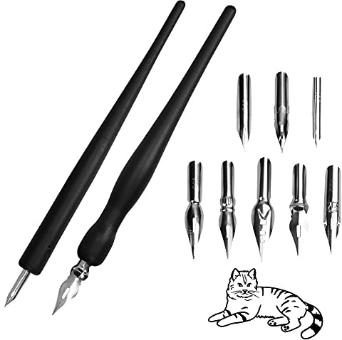 MONCAP Set di Penne per Fumettisti Pennino China Manga Comic Penne Pennino Set per Biglietti d'auguri Firme Calligrafia Scrittura Decorazione Regalo Fumetti Calligrafia Nero