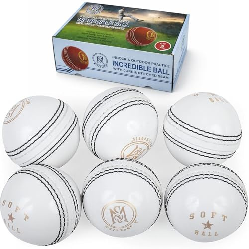 Mjuka cricketbollar-färdigheter cricketbollar för träning och träning för alla åldrar spelare (vit)