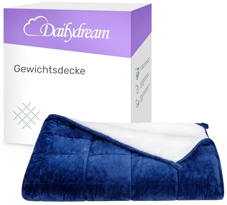 Dailydream Therapie Gewichtsdecke | 135x200 | 4,5 kg | Blau | aus flauschigem Fleece | mit Glasperlenfüllung | schwere Decke zum Schlafen | Weighted Blanket | Therapiedecke | Körpergewicht bis 52 kg
