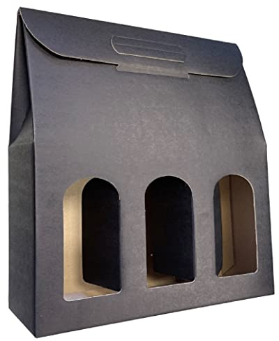 IMBALLAGGI 2000 -5 cajas de botellas negras - Cajas de cartón para botellas de vino prosecco champán - Paquete de 3 botellas - Ideal para Navidad y ocasiones especiales